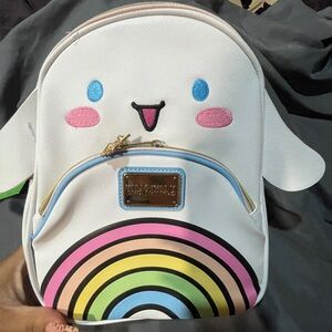 Loungefly White Backpack with Rainbow and Cute Face
